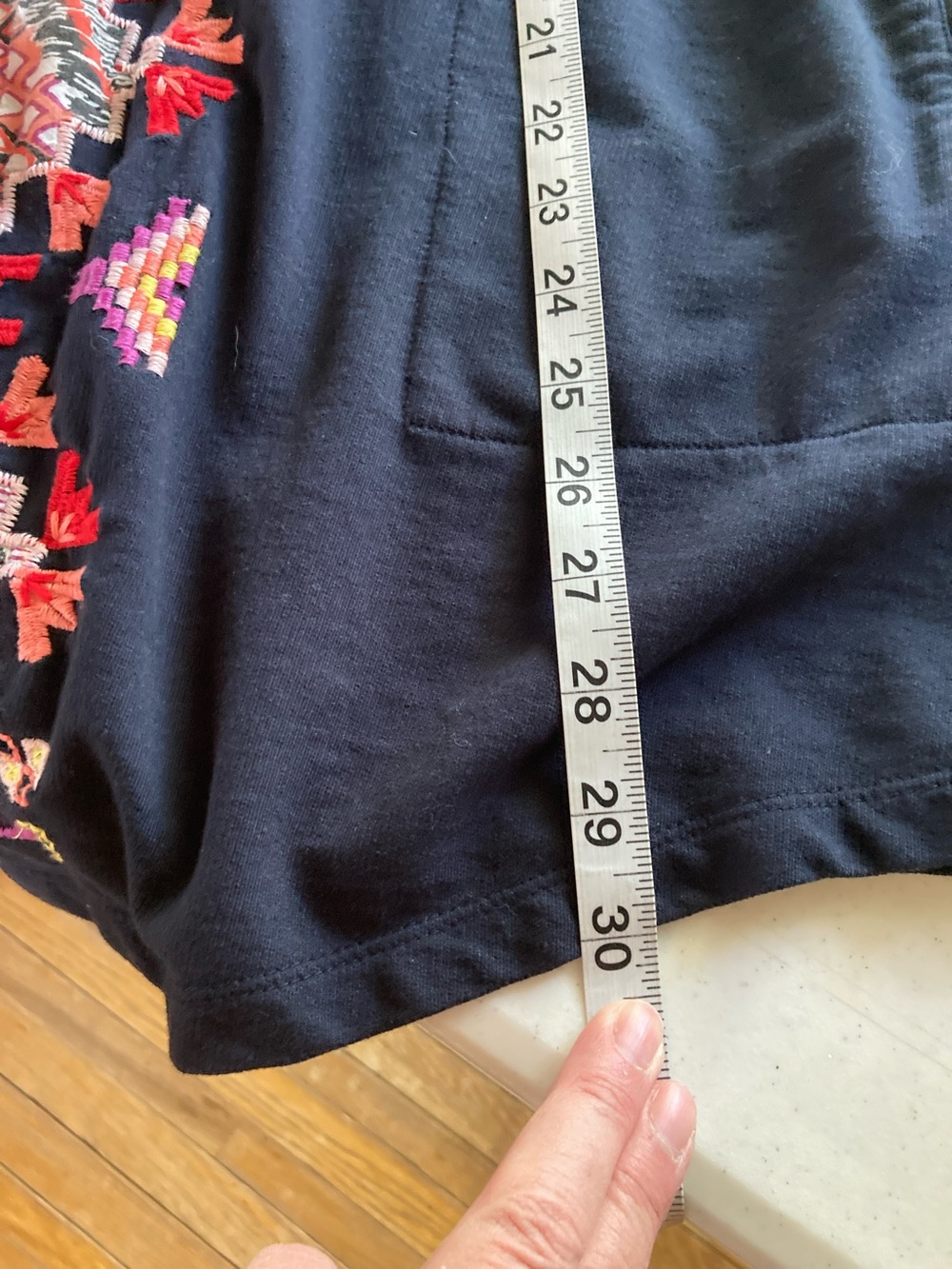 Lucky Brand Navy Cardigan with Multicolor Geometric Embroidery - Picture 11 of 11